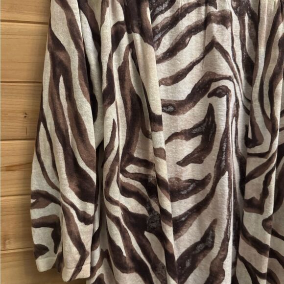 Chicos Travelers Sz 4/XXL Cotton Linen Blend Zebra Open Front Waterfall Caedigan - Picture 2 of 6
